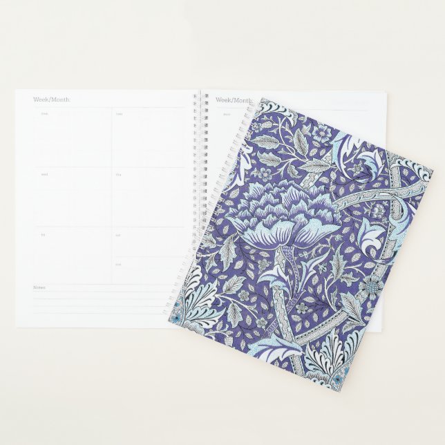 William Morris Windrush motif floral bleu (Devant avec enveloppe)