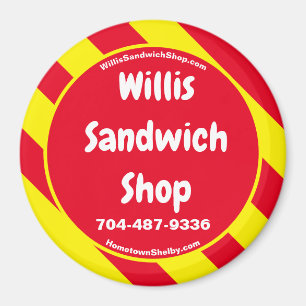 Willis Sandwich Shop Magnet rouge/jaune