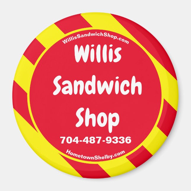 Willis Sandwich Shop Magnet rouge/jaune (Devant)