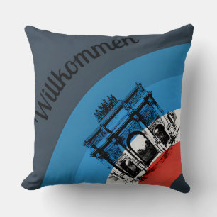 Willkommen Porte de Brandebourg Oreiller d'art rét