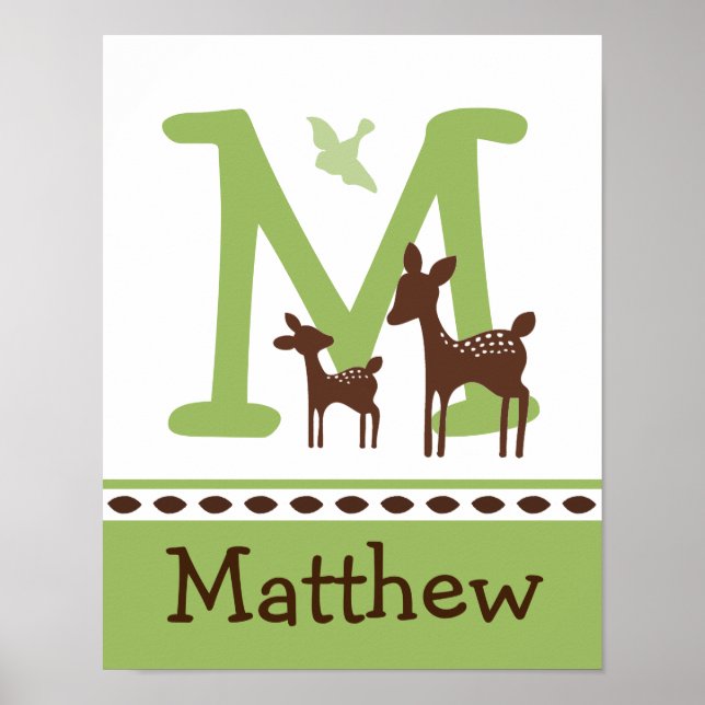 Willow Deer Letter & Name Wall Art Poster (Devant)