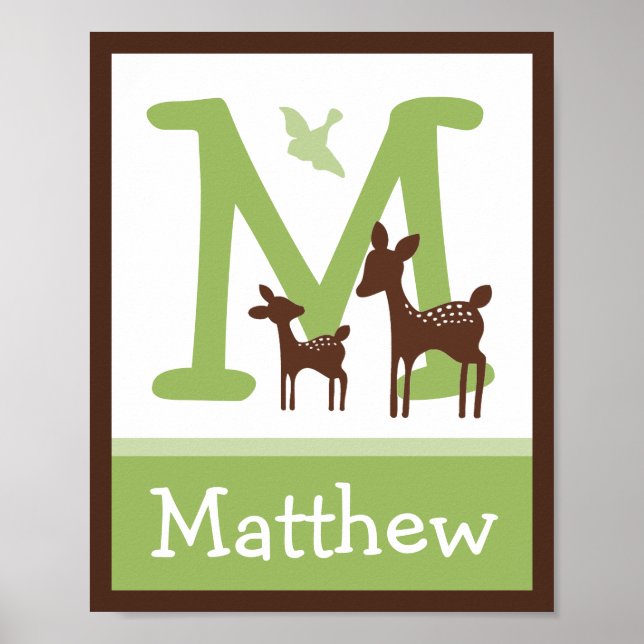 Willow Deer Letter & Name Wall Art Poster (Devant)