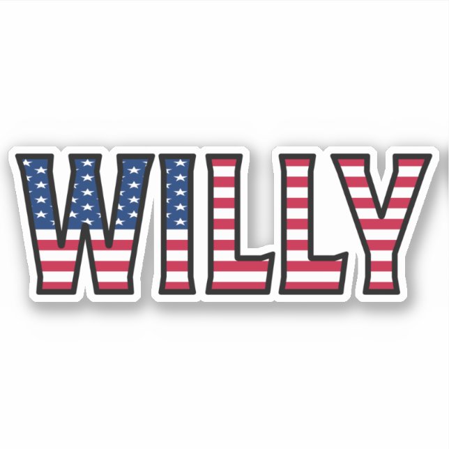 Willy Name Prénom USA Sticker Stickerset (Devant)