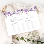 Wilple lilac bridal shower recipe card<br><div class="desc">Wildflowers purple lilac bridal shower recipe card. Matching items available.</div>
