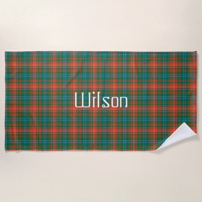 Wilson Clan Tartan Plaid Beach Serviette (Devant)