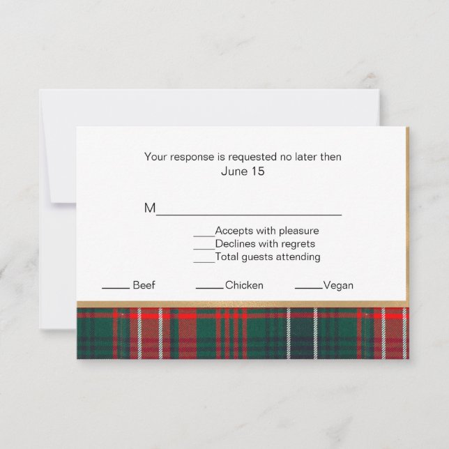 Wilson Tartan Plaid Wedding RSVP Card 2 (Devant)