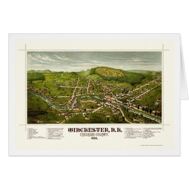 Winchester, carte panoramique de NH - 1887 (Devant horizontal)