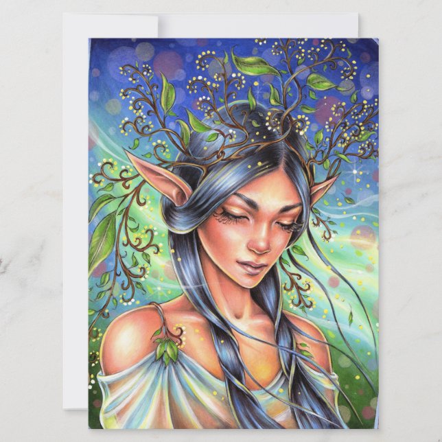 Wind Whispers Fairy Elf Imaginaire Femme Carte d'a (Devant)