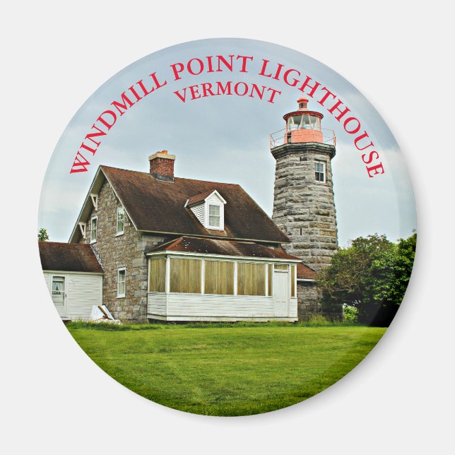 Windmill Point Lighthouse, Vermont Round Magnet (Devant)