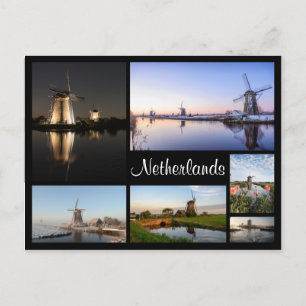 Windmills dans le Pays-Bas collage carte postale