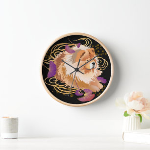 WINDSONG Chow Wall Horloge bois cadre 3 couleurs