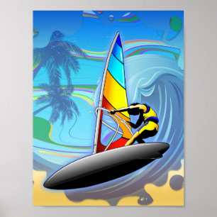 WindSurfer sur Ocean Waves Poster Paper (Matte)