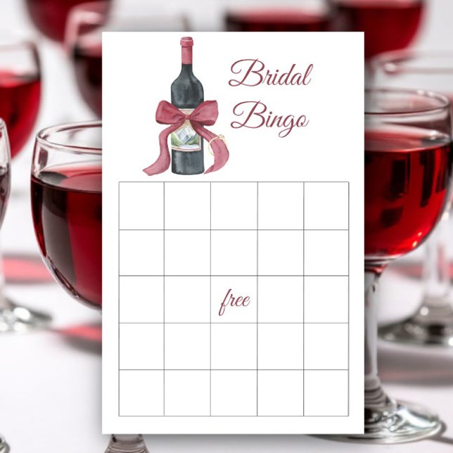 Wine and Bow Bridal shower bingo game (Créateur téléchargé)