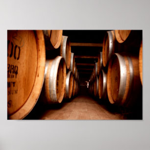 Wine Barrels cellar Bar Print Poster