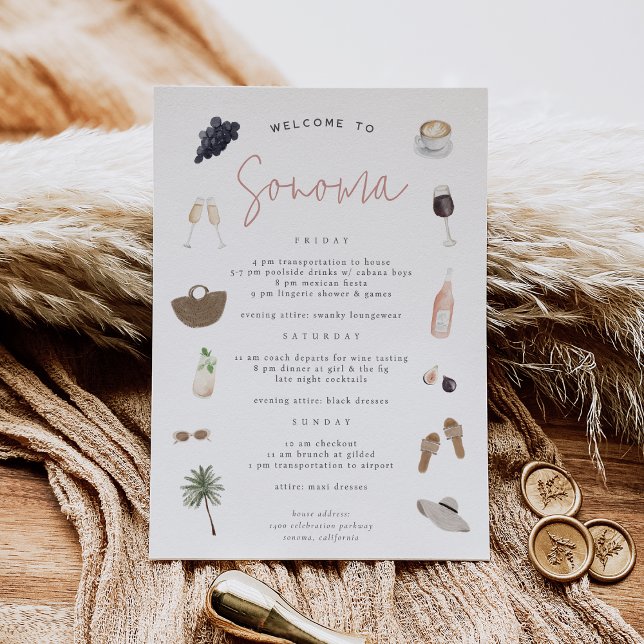 Wine Country Bachelorette Week-end Itinéraire (Créateur téléchargé)