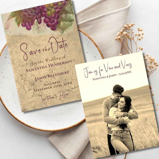 Wine Country Wedding Save the Date Sepia Photo (Créateur téléchargé)