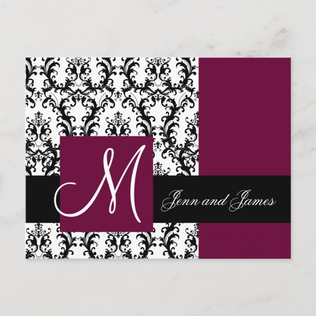 Wine Damask Enregistrer la date Mariage Faire-part (Devant)