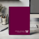 WINE Minimal Monogram Initial CORPORATE BUSINESS<br><div class="desc">Elevate your daily planning with this modern minimalist notebook, designed in a clean WINE RED-and-white color palette that suits both professional and personal use. Your custom name appears in the lower right corner in a refined line-style font, paired with a striking monogram initial created in the distinctive Monoton typeface. With...</div>
