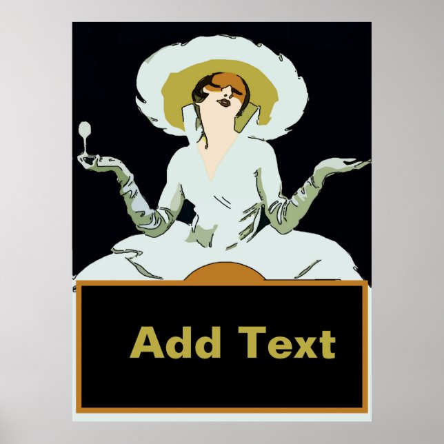 Wine Woman & Ajouter Texte Ici Poster (Devant)