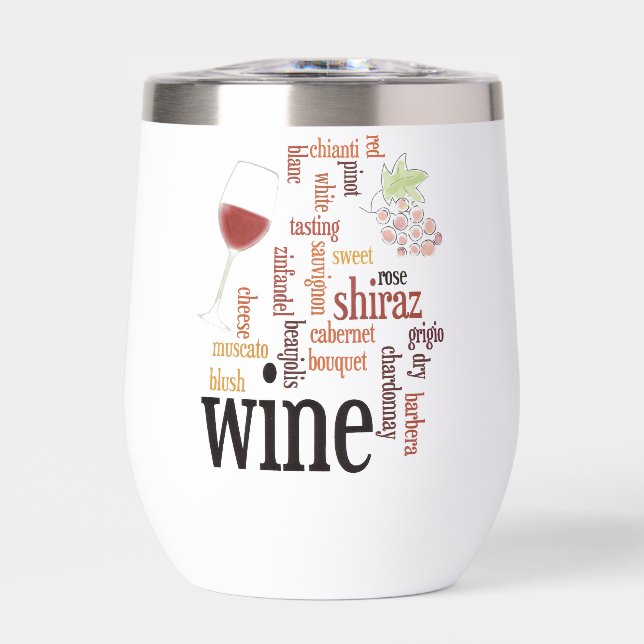 Wine Word Cloud Design Thermique Vin Tumbler (Avant)