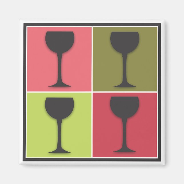 Wineglass Pop Art Vin Thème Retro Magnet (Devant)