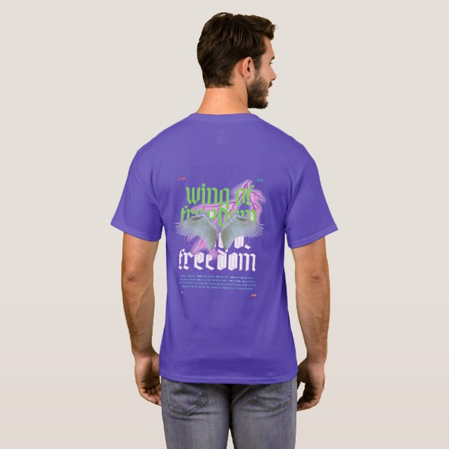 WingOfFreedomStayStrong&PowerOn Basic Dark T-Shirt (Dos entier)