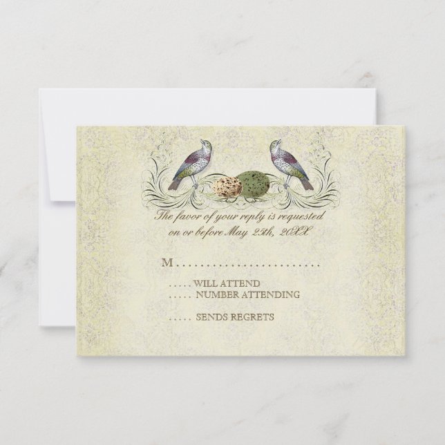 Wings of Love RSVP Response Card - Crème Tan (Devant)