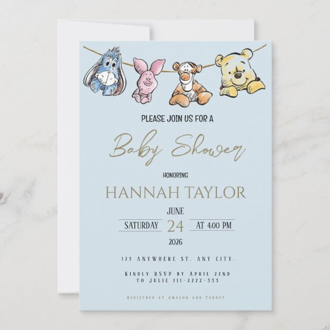 Winnie-Themed Baby Shower Invitation (Devant)