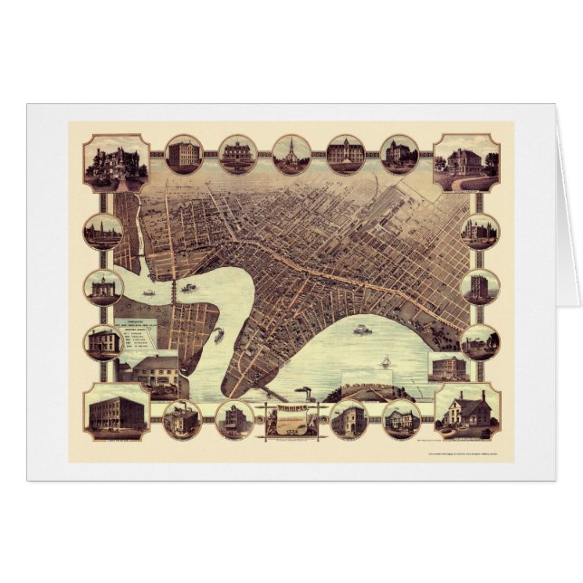 Winnipeg, mb, carte panoramique du Canada - 1884 (Devant horizontal)