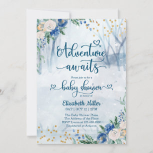 Winter Adventure Await Baby shower d'aquarelle