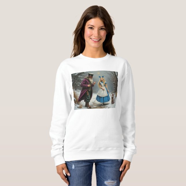 Winter Alice femmes sweatshirt blanche (Devant entier)