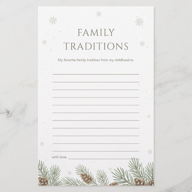 Winter Baby Shower Family Traditions Game (Devant)