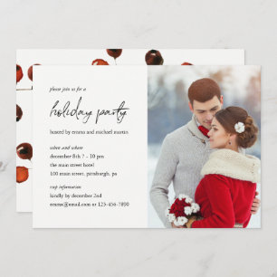 Winter Berries Fête Photo Invitation