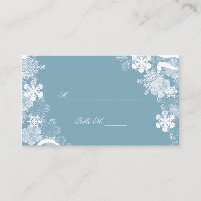 Winter Blue White Snowflakes Mariage Cartes de pla (Devant)