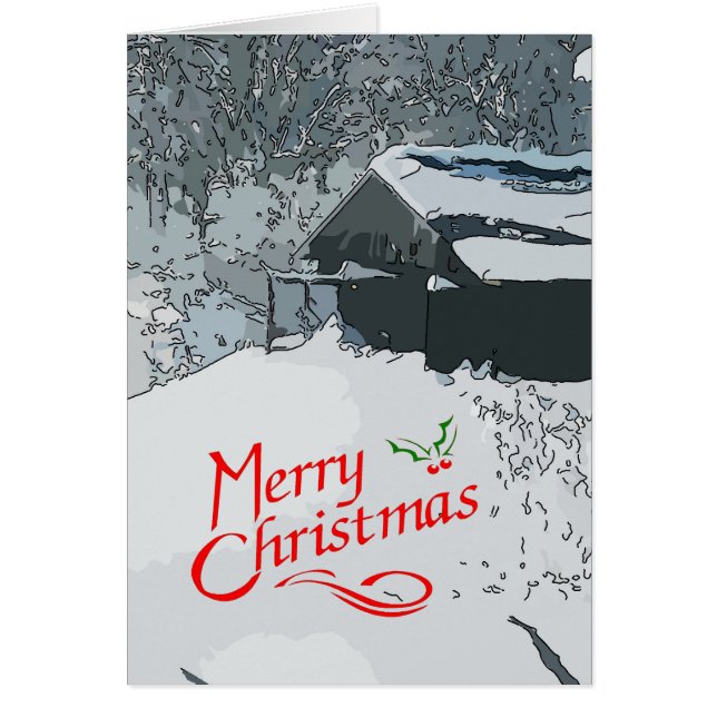 Winter Cabin Snow Vintage (Devant)