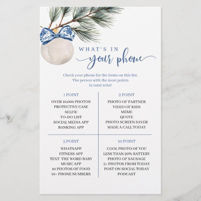 Winter Chinoiserie Bow What's In Your Phone Game (Devant)