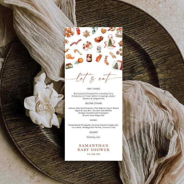 Winter Christmas Baby Shower Flat Menu (Créateur téléchargé)