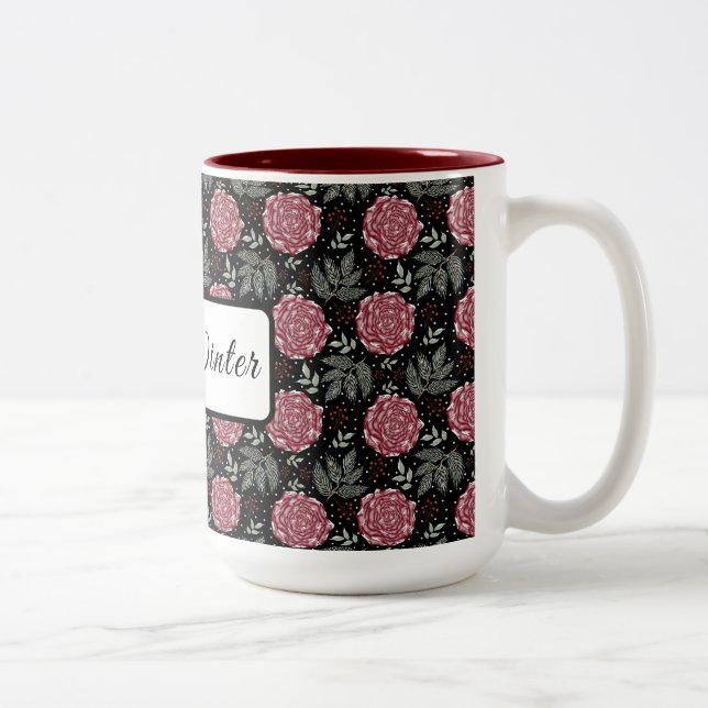 Winter Cozy Roses Floral Coffee Mug (Droit)