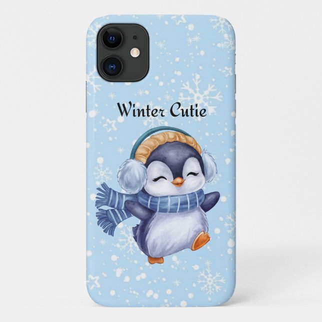 Winter Cutie | Étui de téléphone Mignon Manchot (Dos)