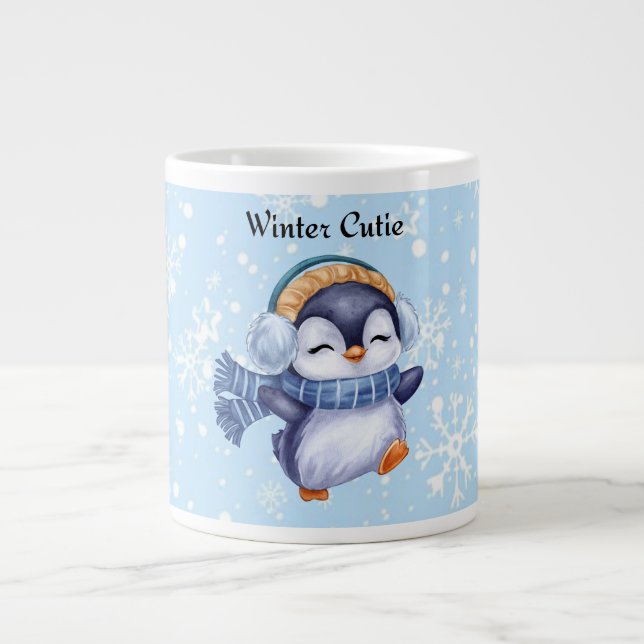Winter Cutie | Tasse de café d'hiver de manchot mi (Devant)