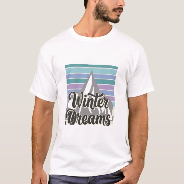 Winter Dreams Snowy Mountain Retro Vibes T-Shirt (Devant)
