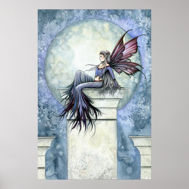 Winter Fairy Full Moon Poster Print (Devant)