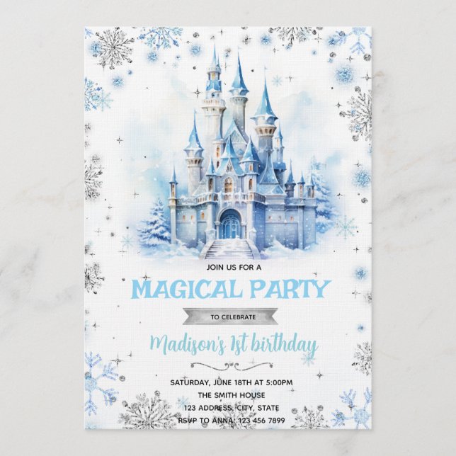 Winter Fairytale Castle party invitation (Devant)