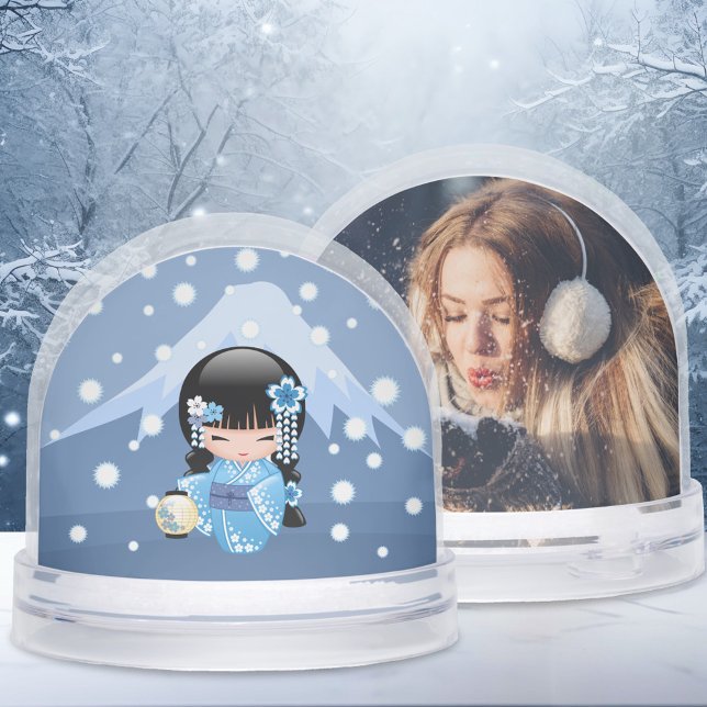 Winter Geisha Girl Custom Photo Snow Globe (Créateur téléchargé)