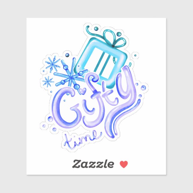 Winter Gifty Time Stickers with Gift and Snowflake (Feuille)