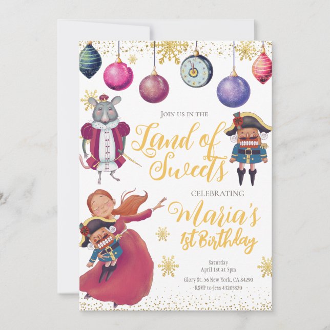 Winter Gold Nutcracker Anniversaire Invitation (Devant)