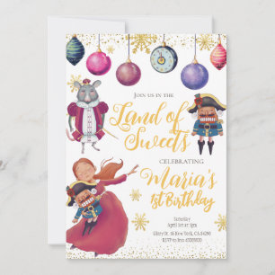 Winter Gold Nutcracker Anniversaire Invitation