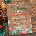 Winter Greens Corporate Christmas Party Invitation<br><div class="desc">Conception personnalisée d'invitation de Noël d'entreprise avec verdure d'hiver et lumières à cordes sur un arrière - plan en bois de grange. Le texte est entièrement personnalisable. Pour le modifier, utilisez l'option Personnaliser. Pour d'autres modifications, telles que les modifications apportées à la police, à la couleur de police ou à...</div>