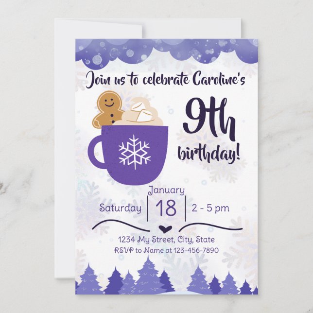 Winter Hot Cocoa Anniversaire Fête Invitation (Devant)