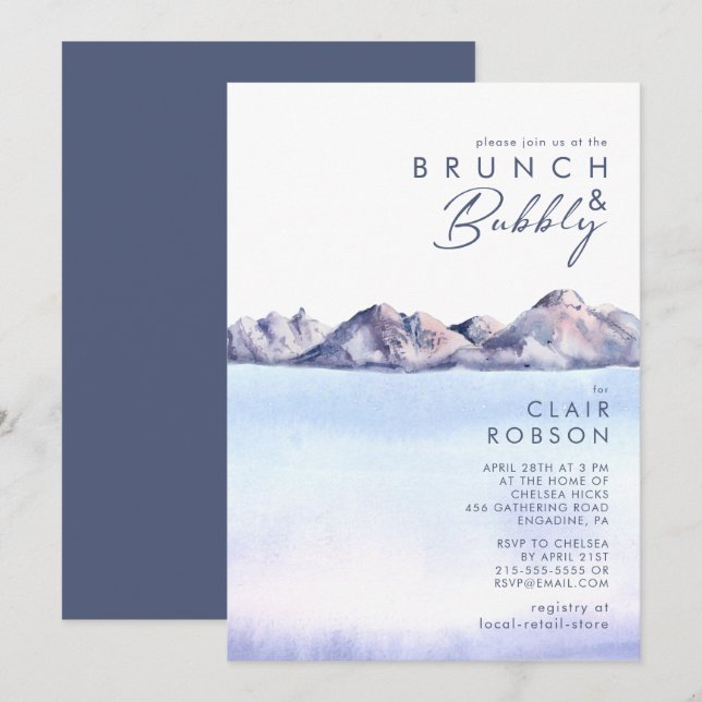Winter Mountain Brunch et Bubbly Invitation (Devant / Derrière)